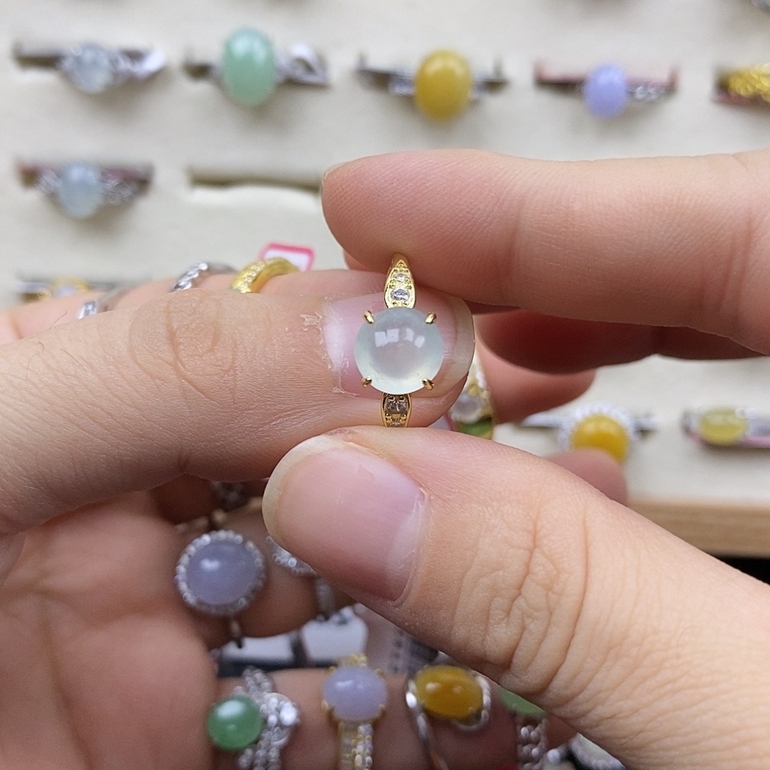 翡翠银S925镶嵌戒指