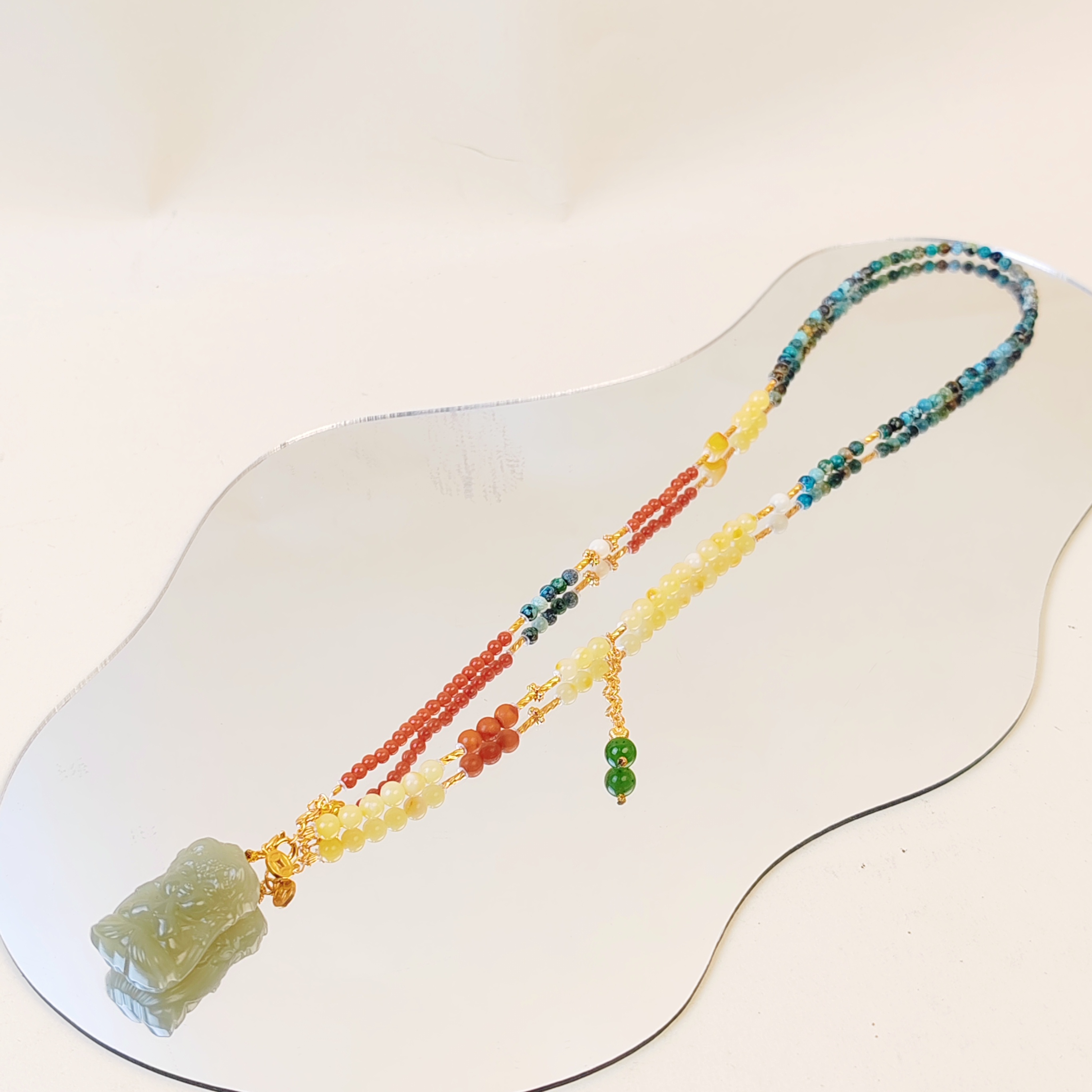 【恭喜发财】小米珠扎基手作设计猛犸项链（多样性发其一）