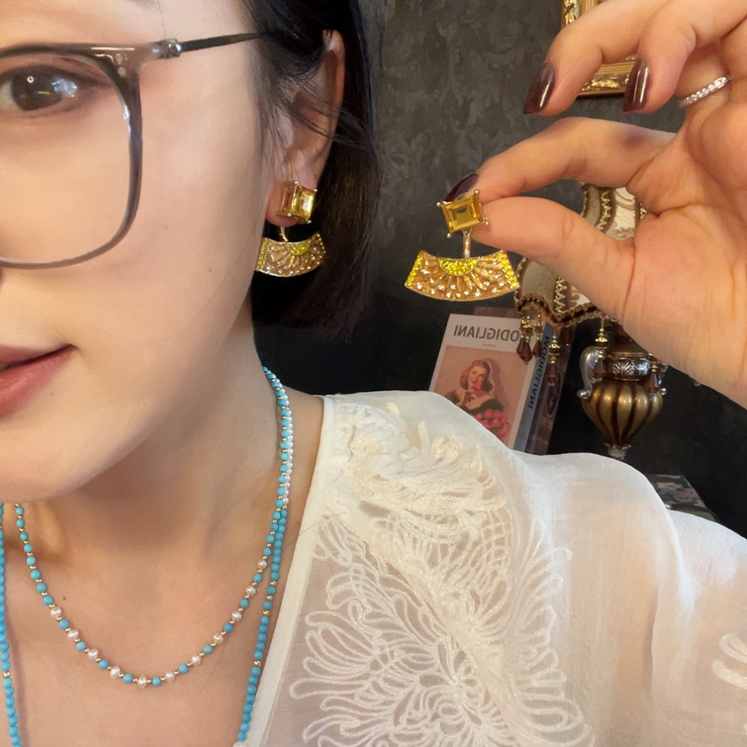 黄铜925银琉璃耳钉