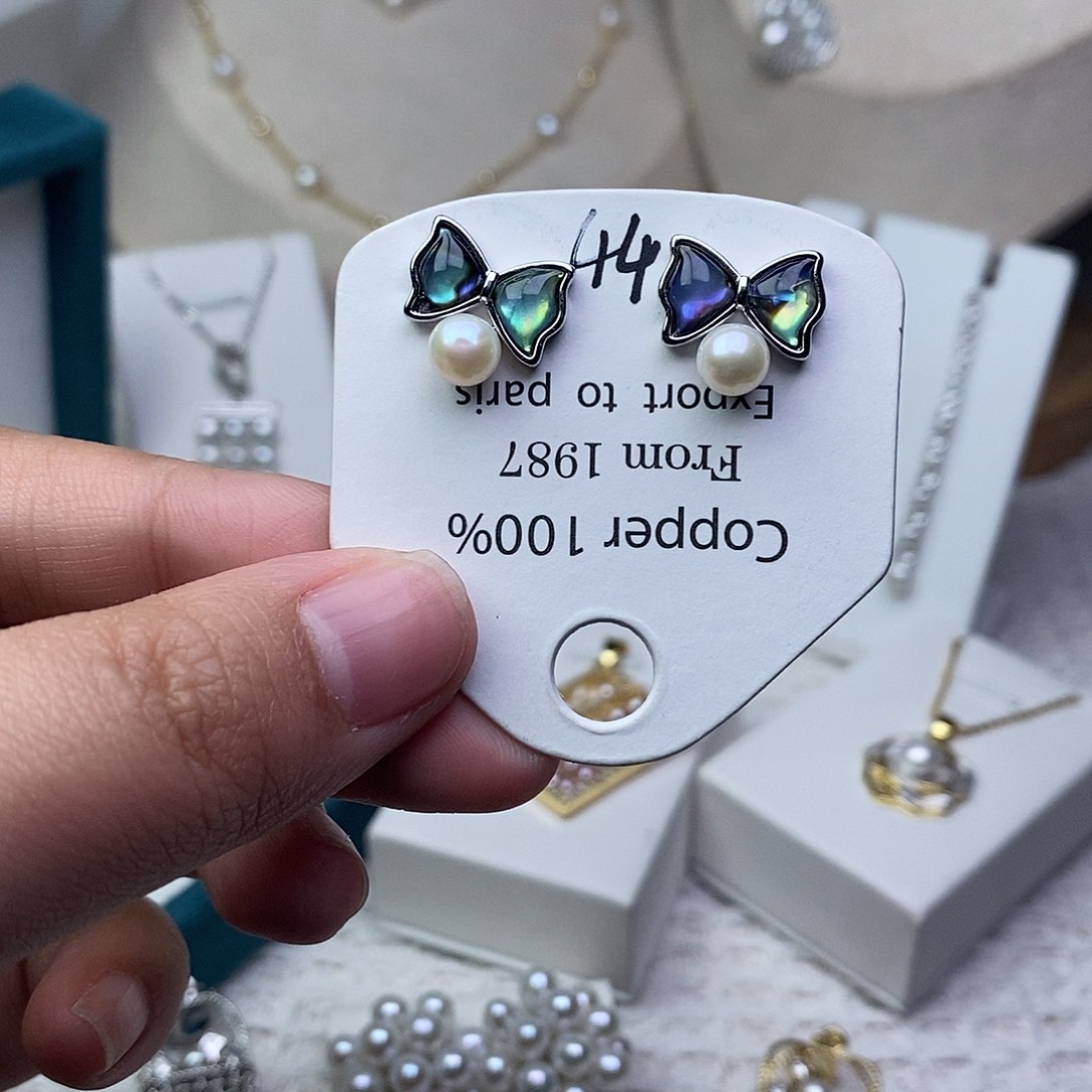 银S925镶嵌耳饰淡水珍珠