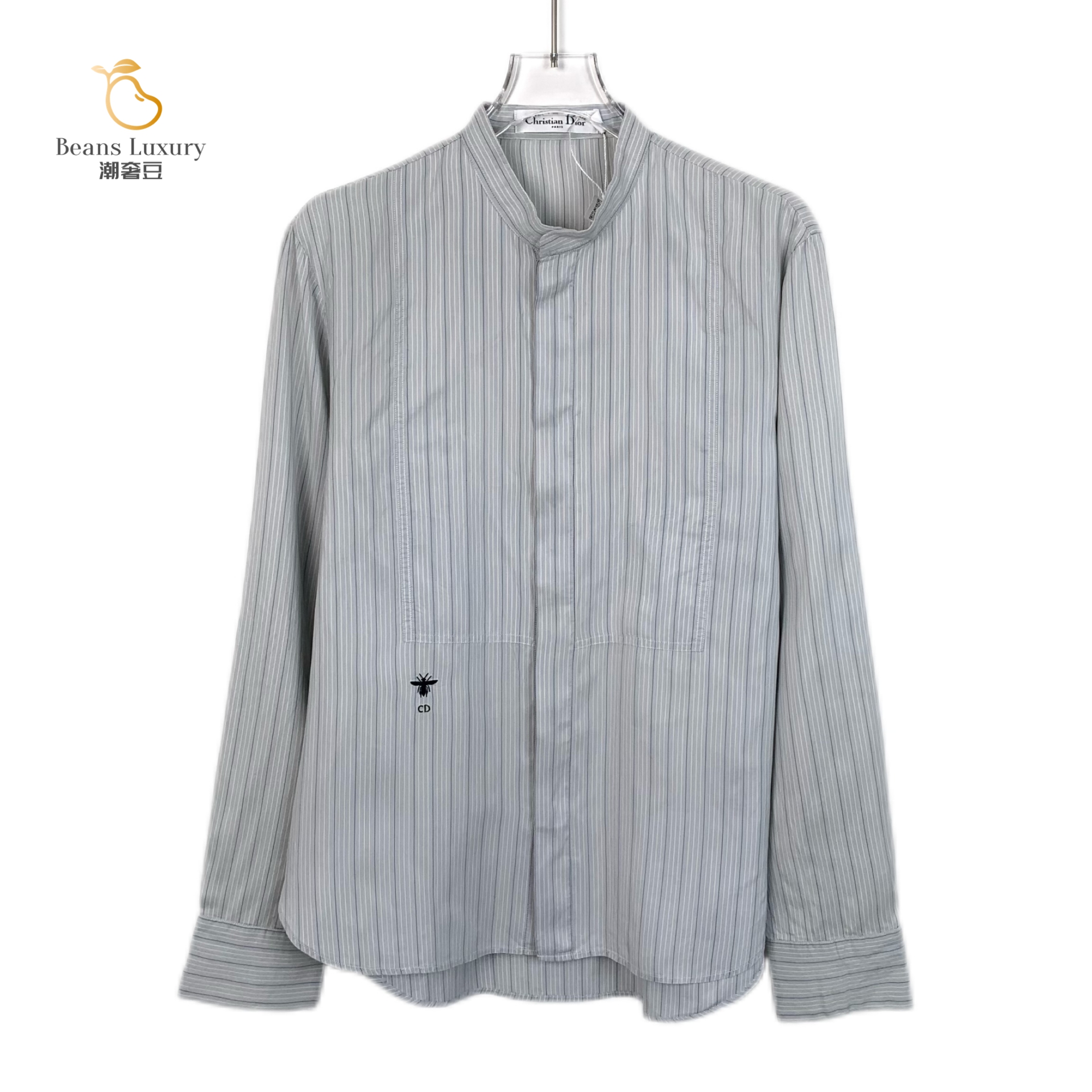 99新 DIOR/迪奥 潮奢豆 严选/浅蓝色条纹蜜蜂刺绣衬衫/H13480