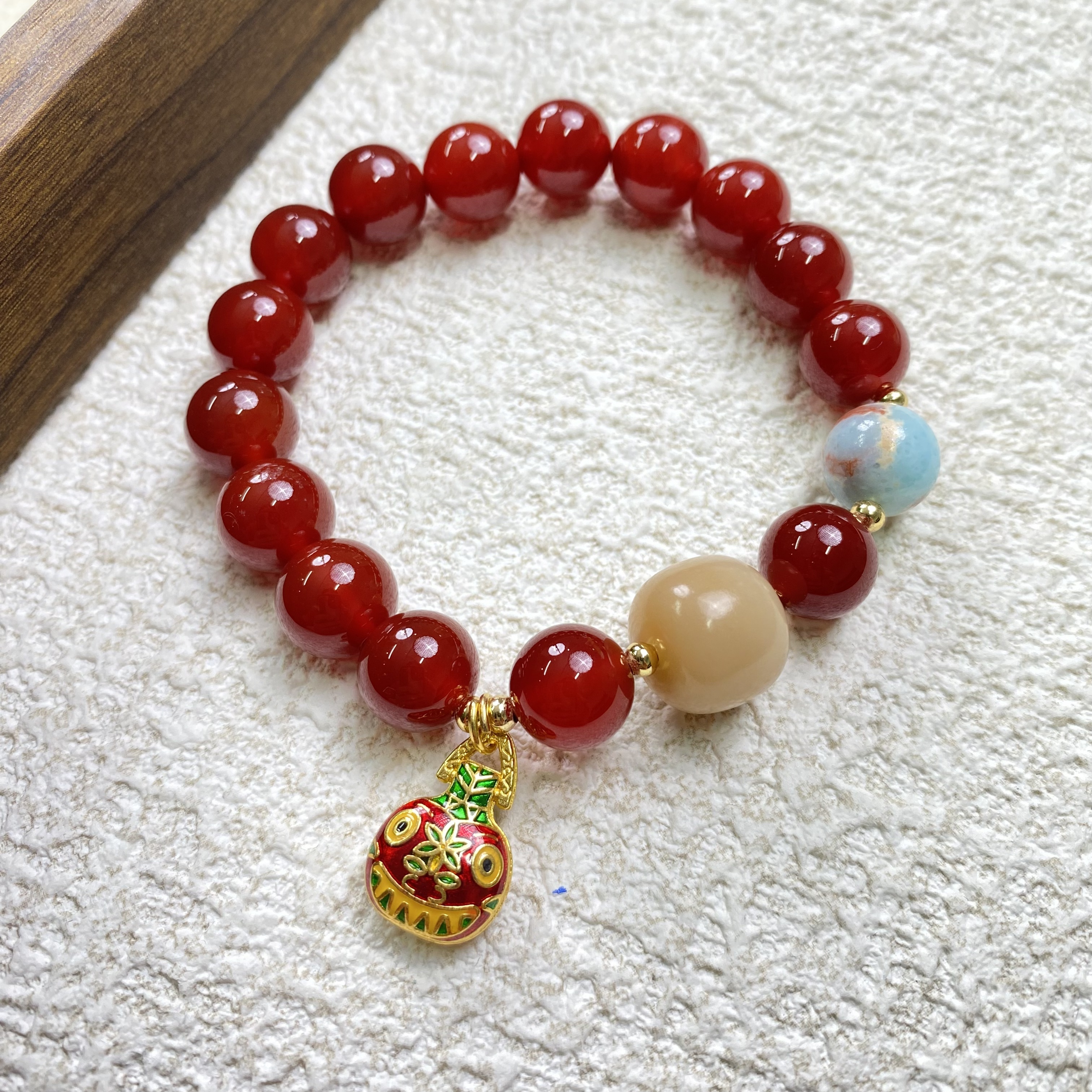 红色玛瑙卡10手链圆珠单圈多圈素圈设计定制多样性发其一YD1237