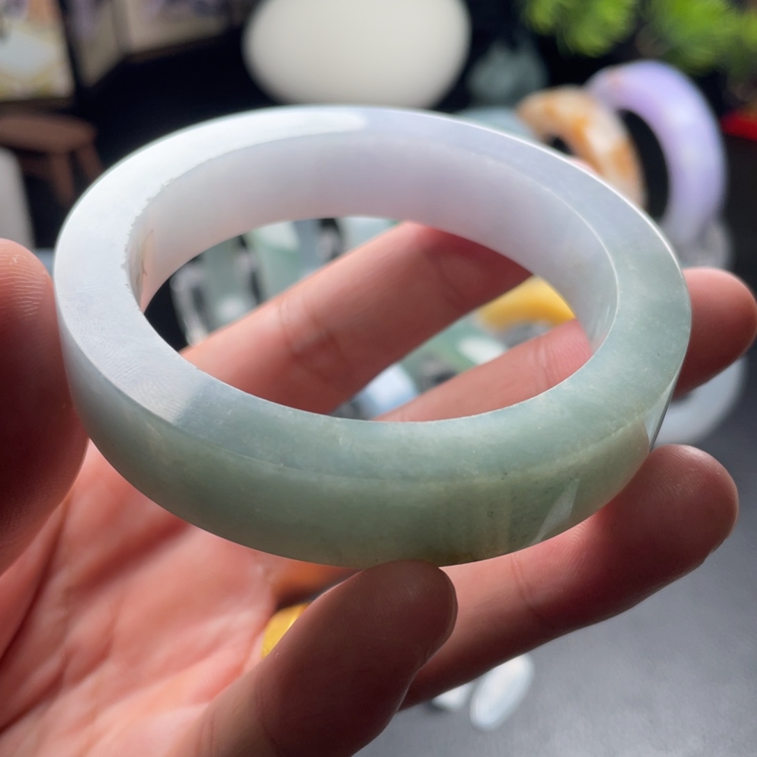 定制翡翠未镶嵌正圈天青色等烟雨57-59