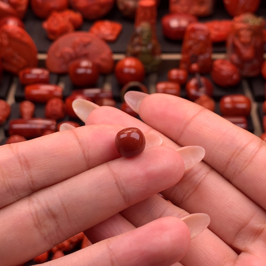 南红玛瑙川料原矿老型单珠9.5mm未镶嵌