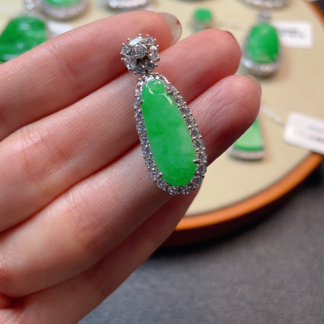 翡翠吊坠(不含链)银S925镶嵌