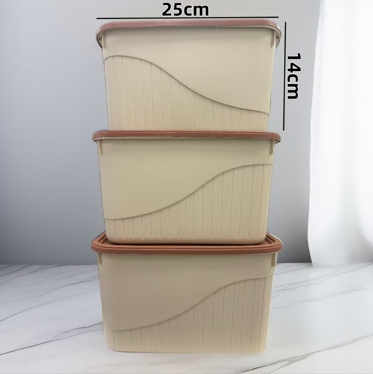 【拍1发3】奶油色收纳箱家用收纳储物杂物玩具整理箱宿舍收纳盒