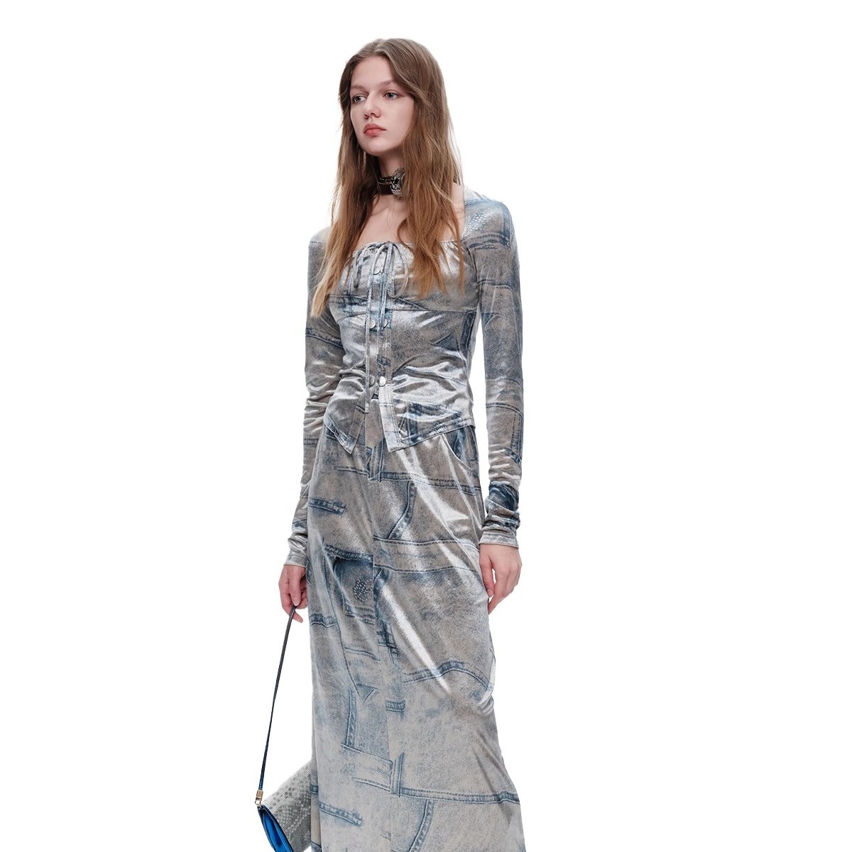 自播 Next Passport 秋冬新品 仿牛仔丝绒上衣半裙