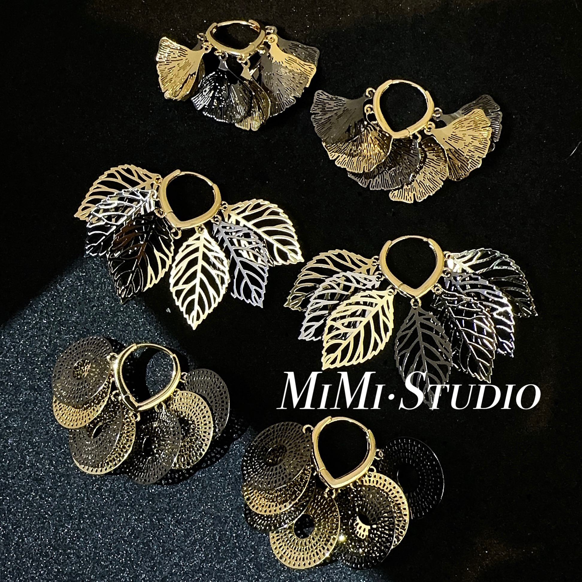 铜合金耳饰 复古做旧镂空多形状气质耳扣