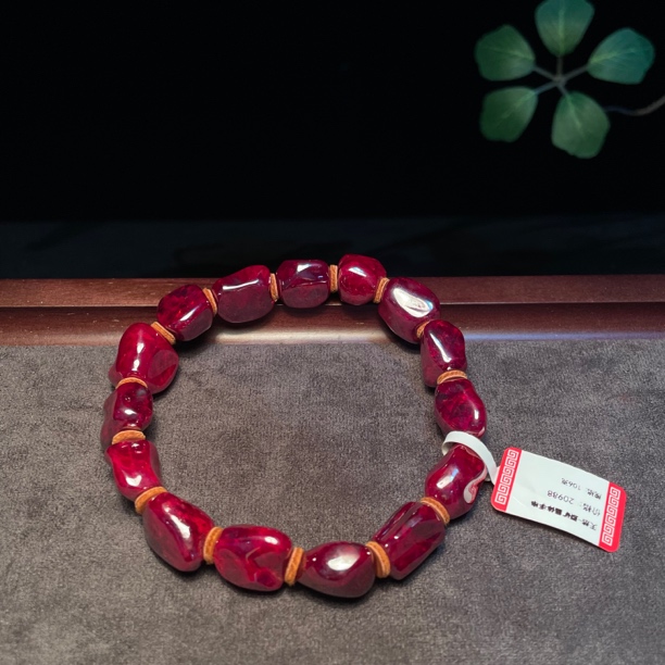 天然辰砂原矿晶体男士手串颗颗全透无暇精品收藏106克
