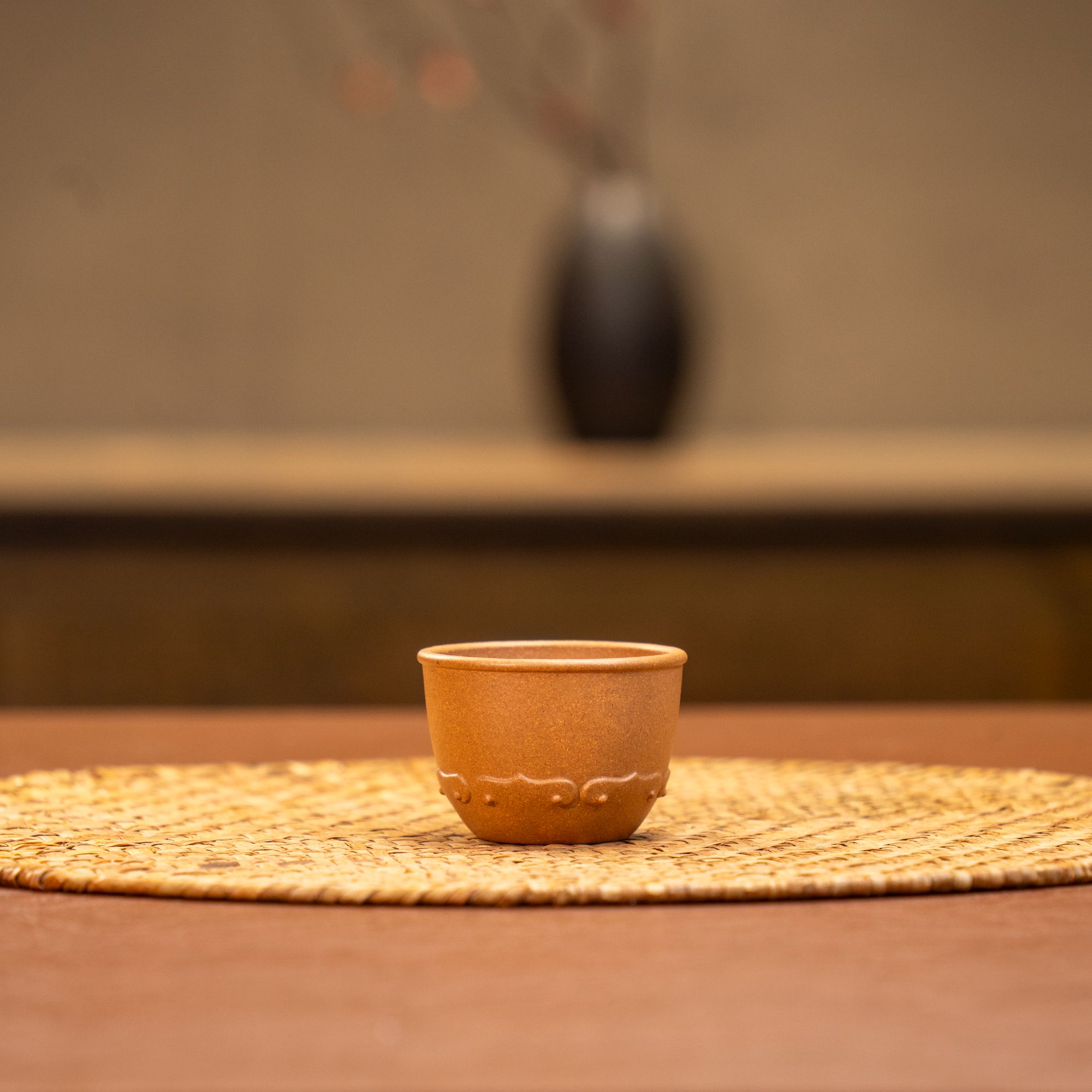 本无|对杯红泥马蹄杯事事如意杯宜兴原矿无添加黄金段60cc半手制