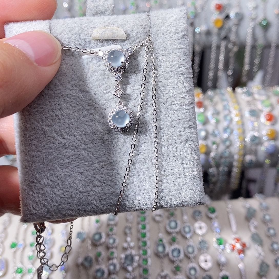 翡翠银S925镶嵌颈饰