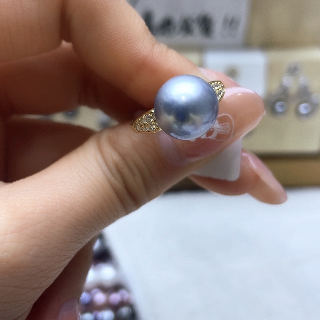海水珍珠戒指银S925镶嵌