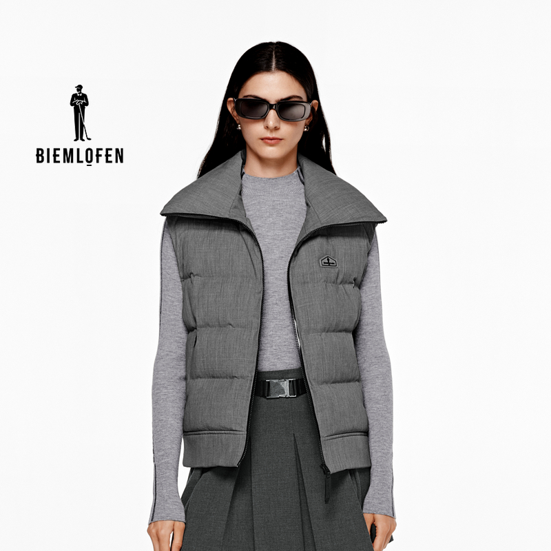 比音勒芬高尔夫冬季新款外套休闲女士马甲防风保暖白鸭绒羽绒背心