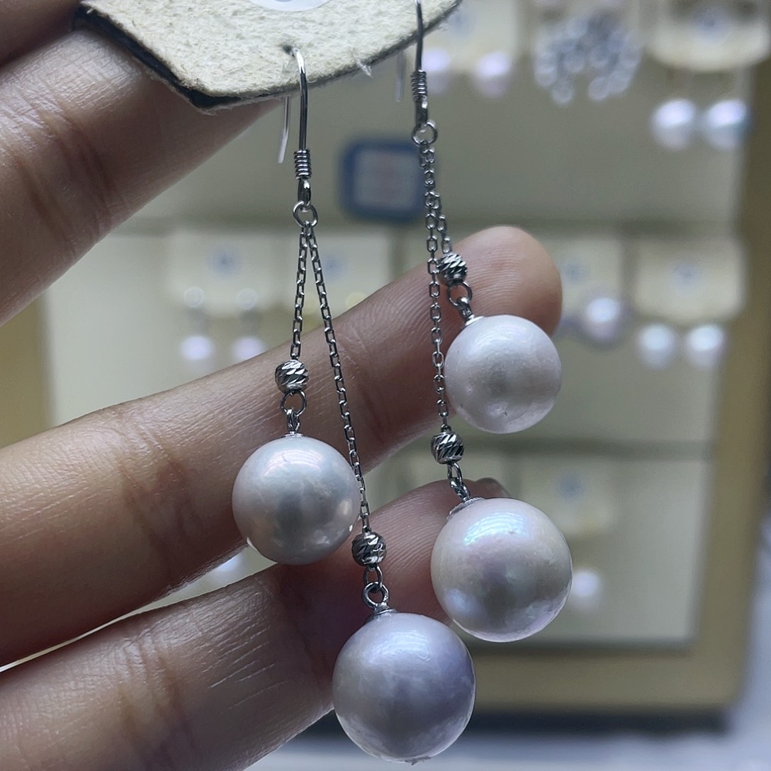 淡水珍珠耳饰银S925镶嵌