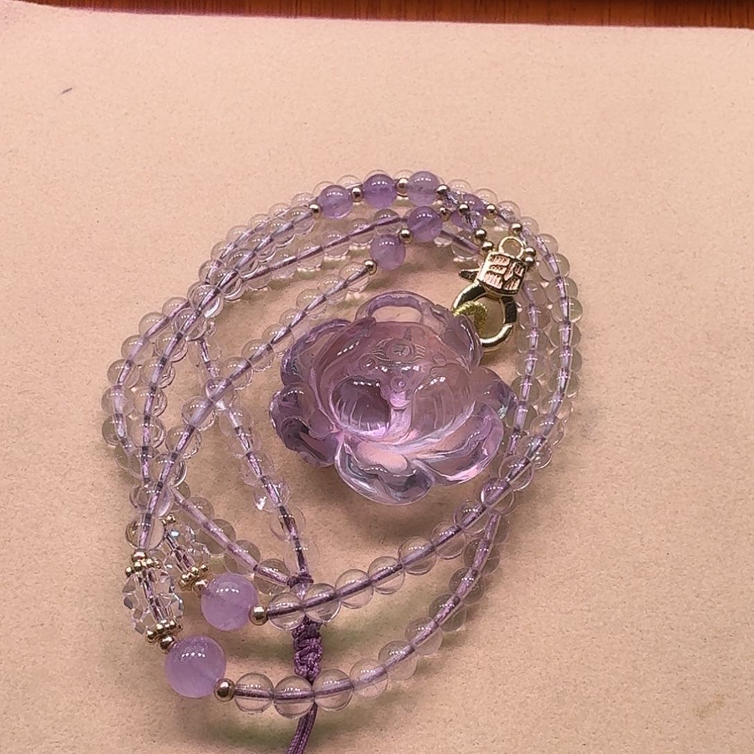 水晶颈饰未镶嵌天然水晶花花吊坠