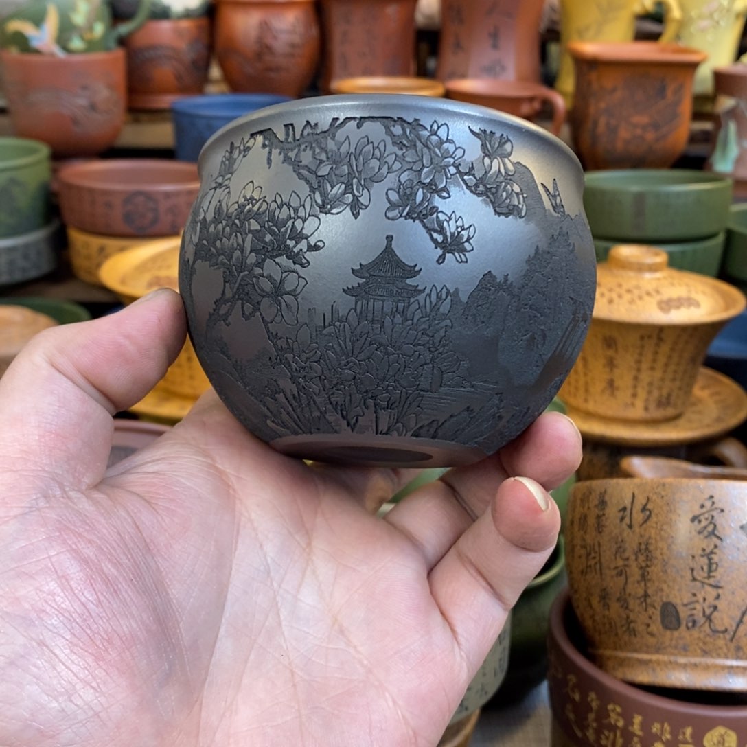 紫砂杯子宜兴全手工紫砂杯