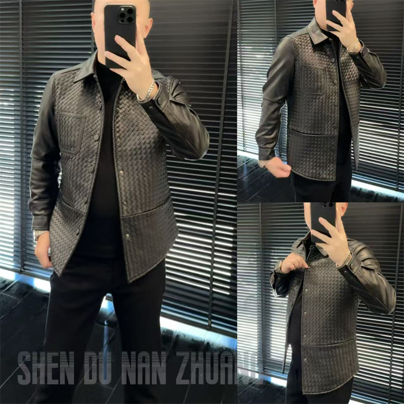 SHEN&DU秋季新款｜新款男士编织皮夹克2550