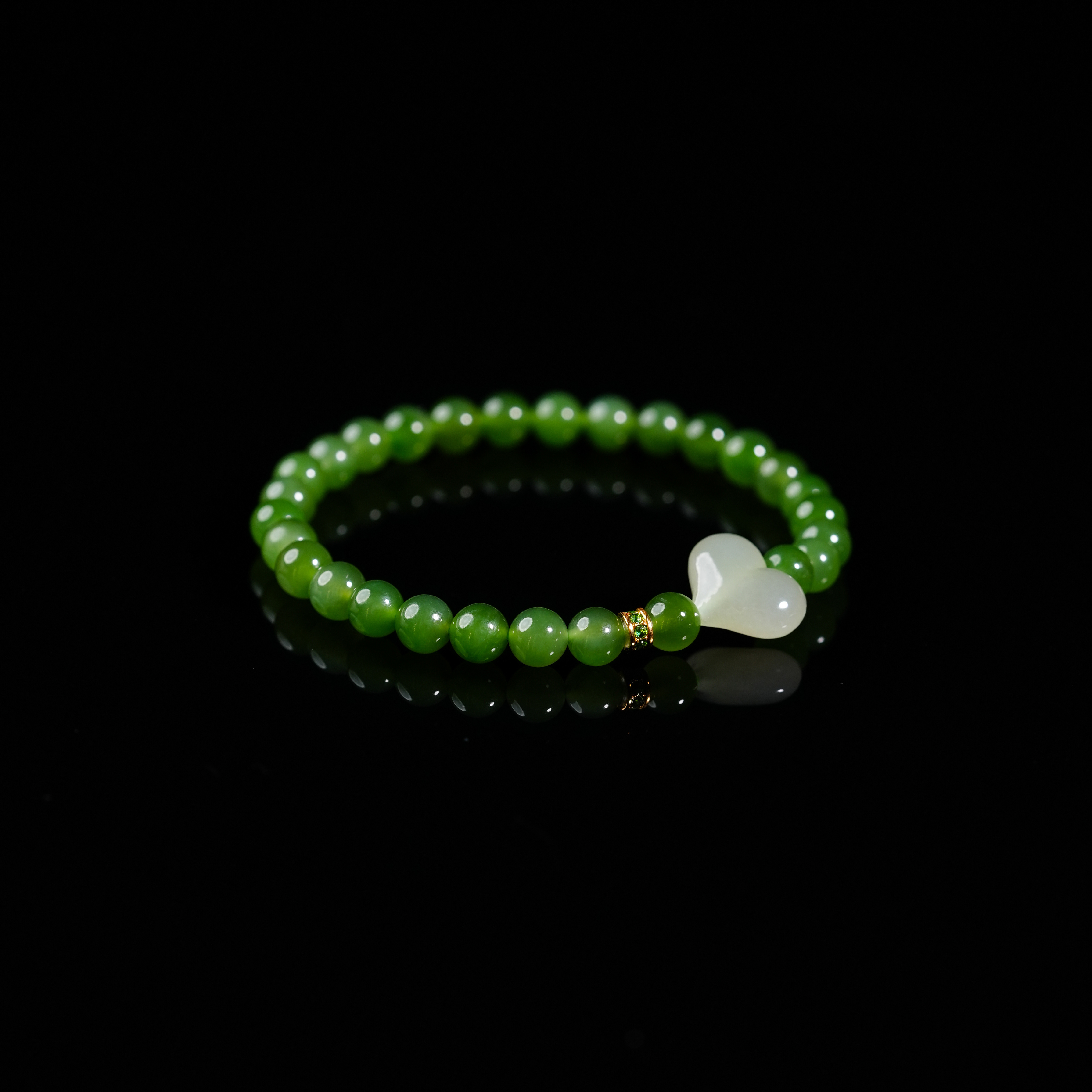 【小涵专属】18K和田玉碧玉爱心手串 多样性发一 11*14*5/6mm