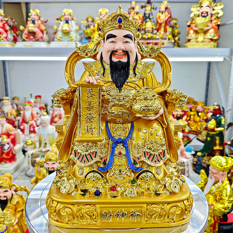  文财神爷家用供奉招财店铺公司开业八方来财财神摆件树脂神像