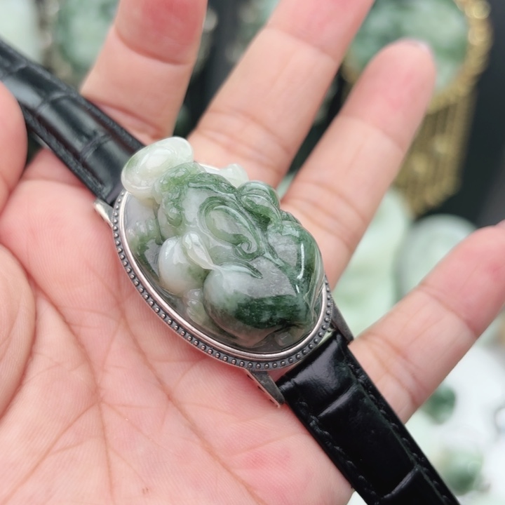 @****透闪石-蛇纹石玉银S925镶嵌手链