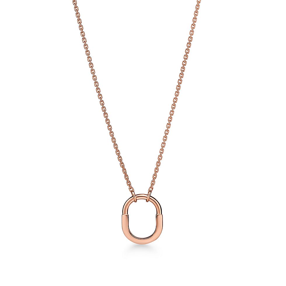 99新 Tiffany & Co./蒂芙尼  Lock系列项链18K玫瑰金W47290(24年）