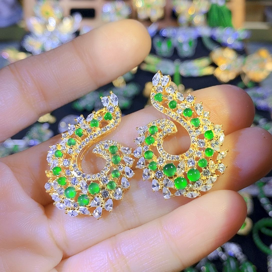 吊坠(不含链)银S925镶嵌翡翠