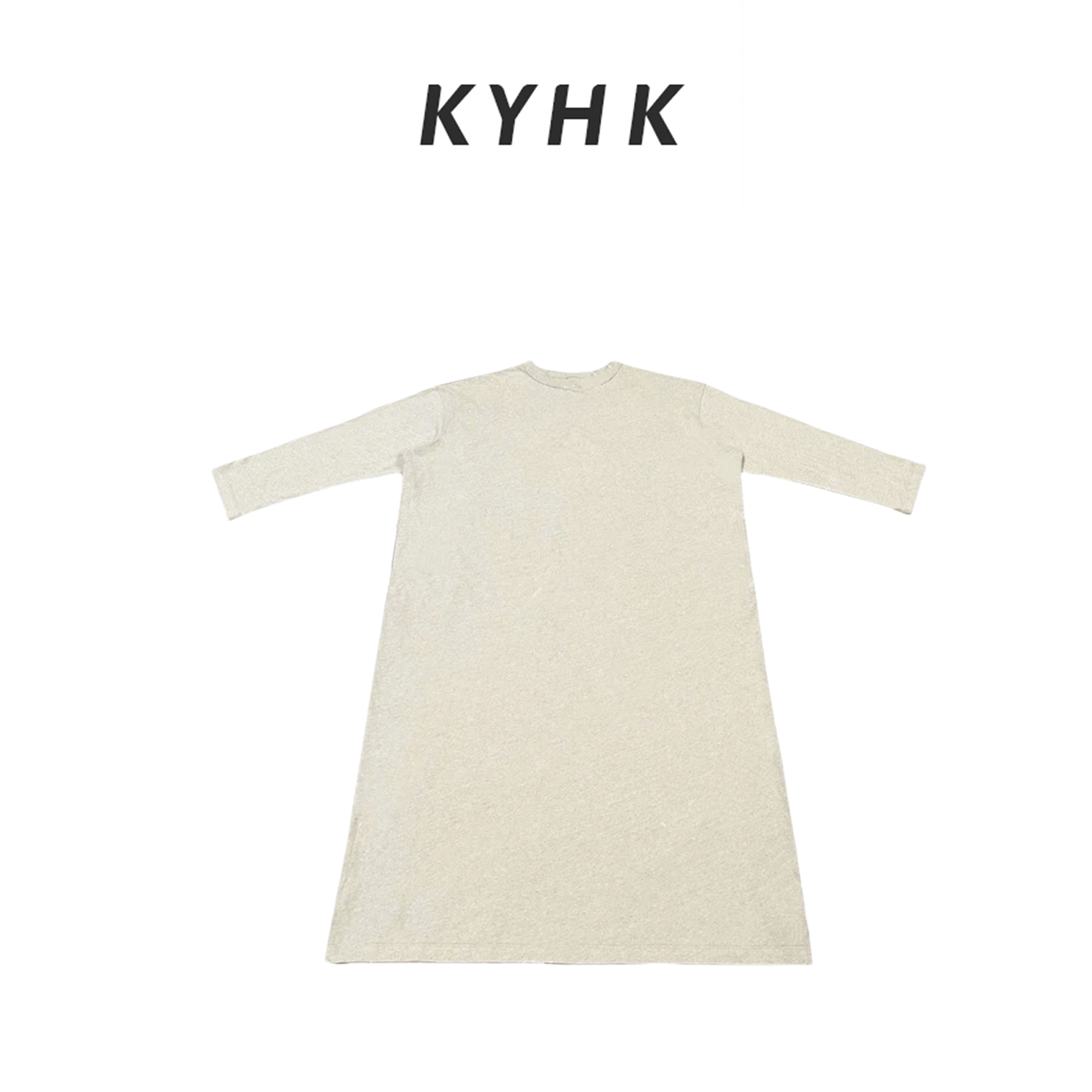 KYHK混纺圆领长袖T恤连衣裙250626