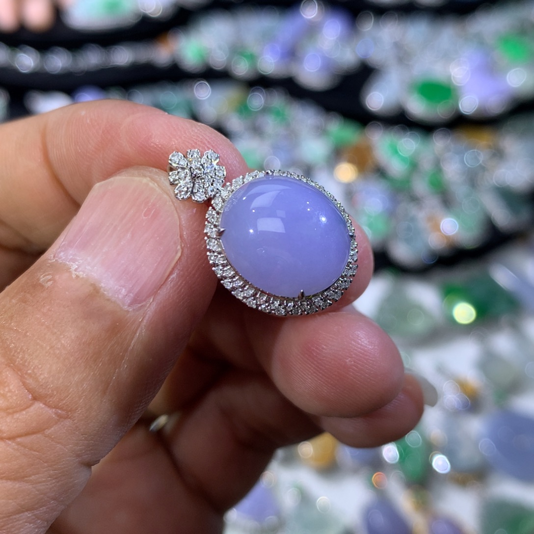 翡翠18K金镶嵌吊坠(不含链)