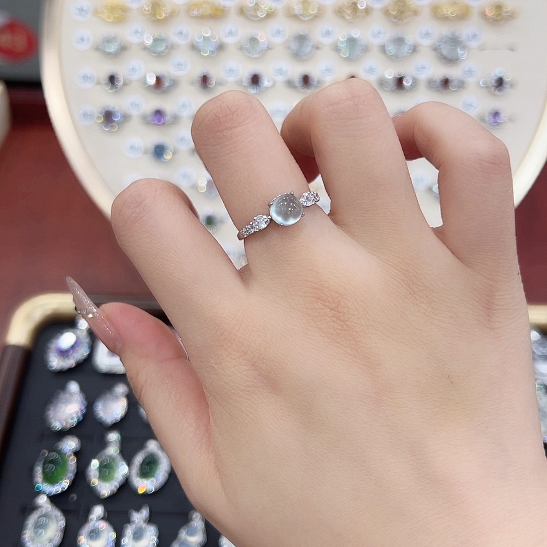 发***7烟晶戒指银S925镶嵌