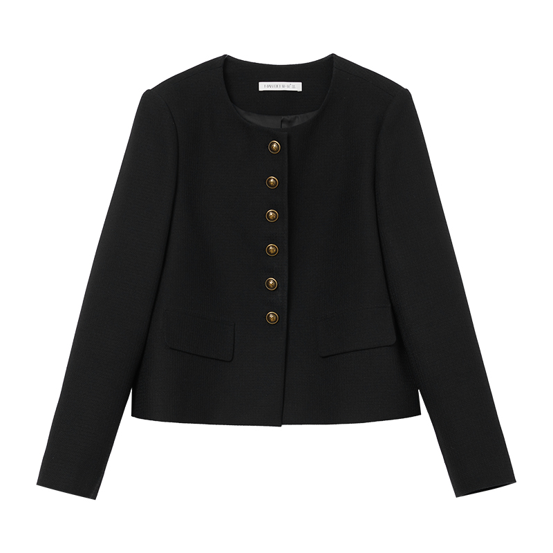 【小陈甄选】黑色百搭外套通勤短款设计感小香风8551144秋季秋冬