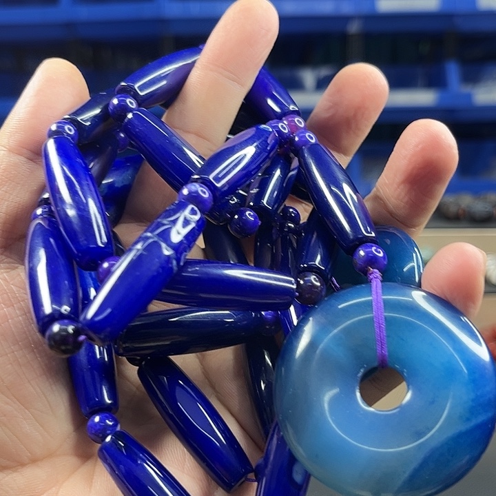 玛瑙未镶嵌项链T29紫龙丹多样发其一带坑