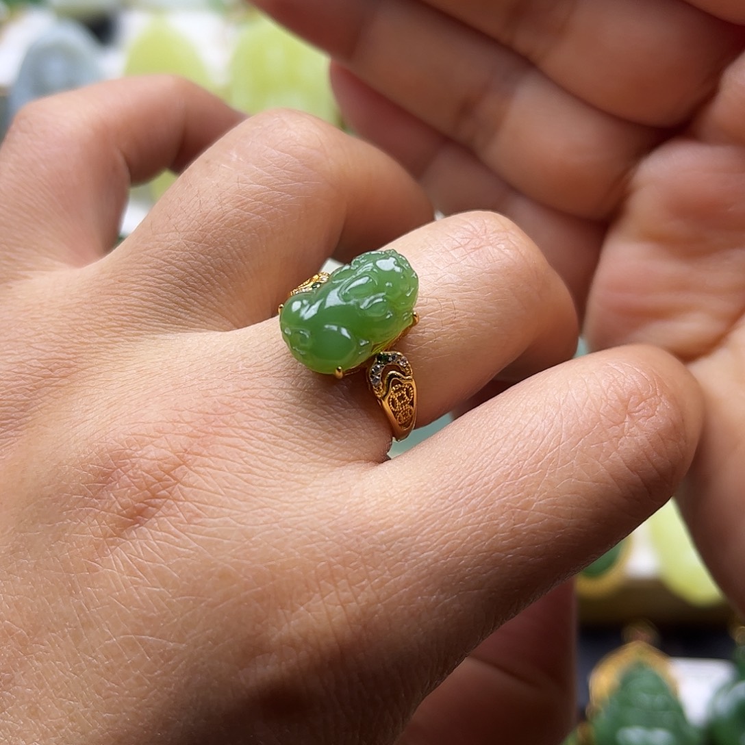 和田玉银S925镶嵌戒指