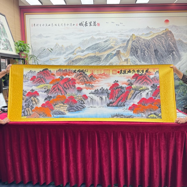 汪保国-《风生水起鸿运来》-巅峰之作-精品国画200X70cm