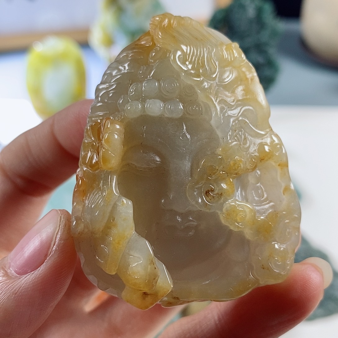 定制翡翠未镶嵌天然a货翡翠佛头