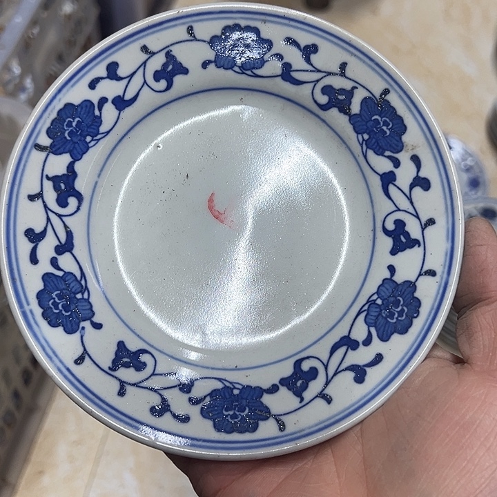陶摆件14厘米芙蓉花小碟