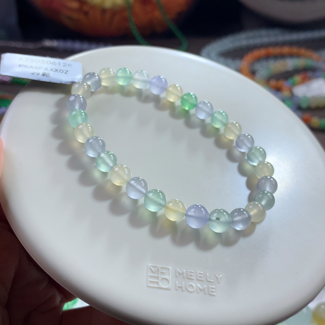 翡翠未镶嵌手链玻璃种梦幻彩刚马卡龙多宝单圈辣6~6.6