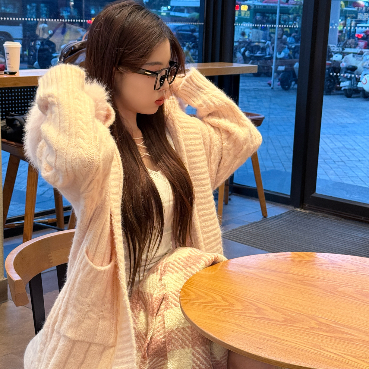 【恋冬】1908＃针织宽松松弛感百搭连帽毛衣外套