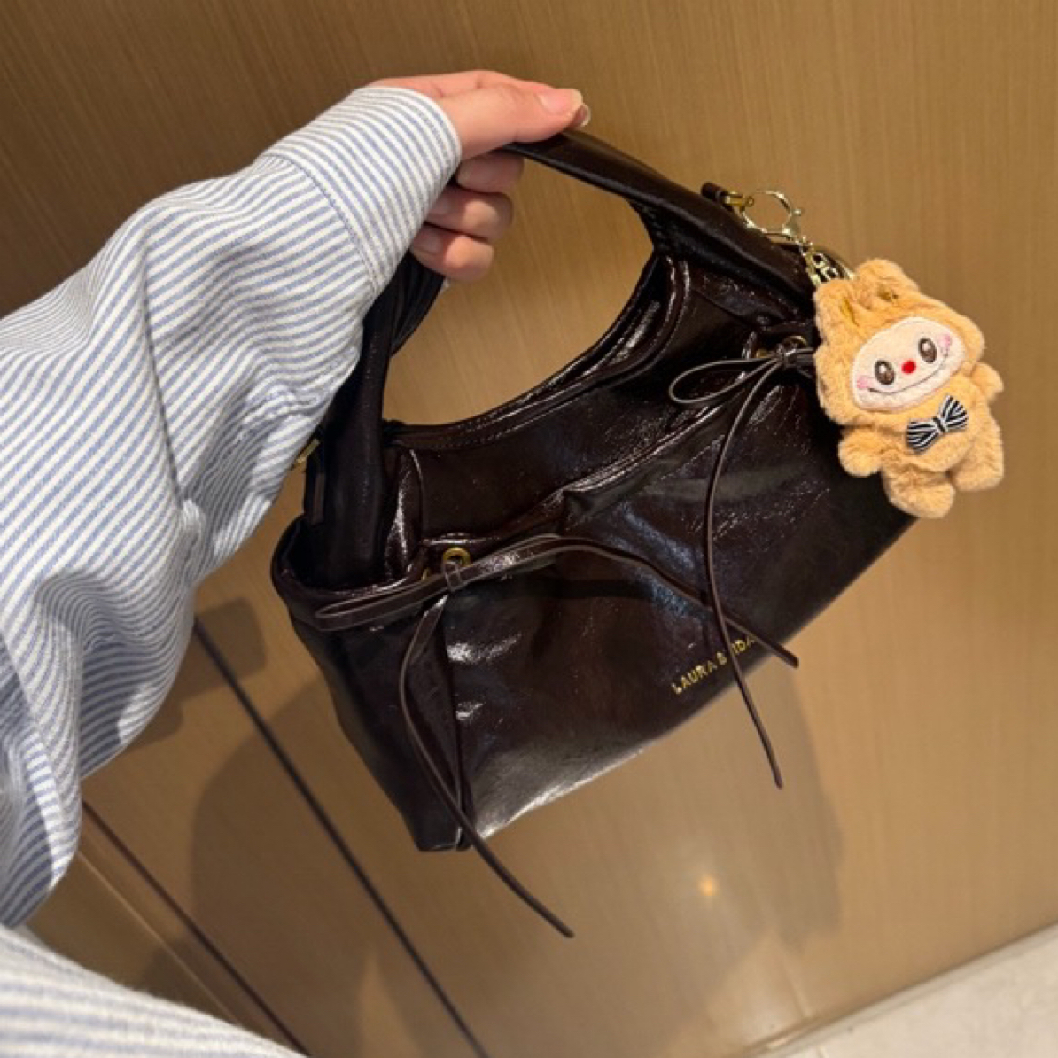 韩系少女手提精致小包miu系公主蝴蝶结设计简约百搭包包50105