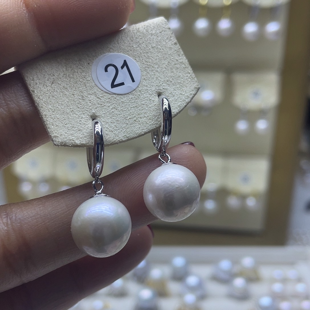 淡水珍珠耳饰银S925镶嵌