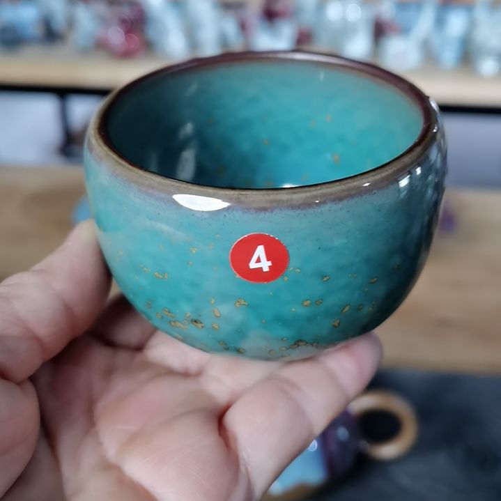 4钧瓷窑变釉卧足禅定杯