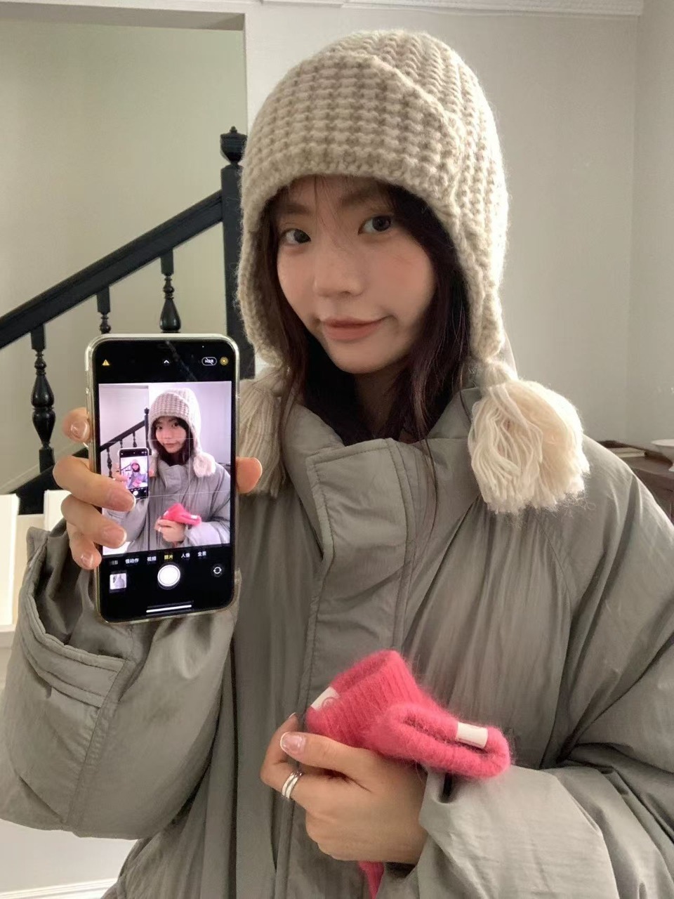 A560 韩系ins风手工辫子护耳飞行帽