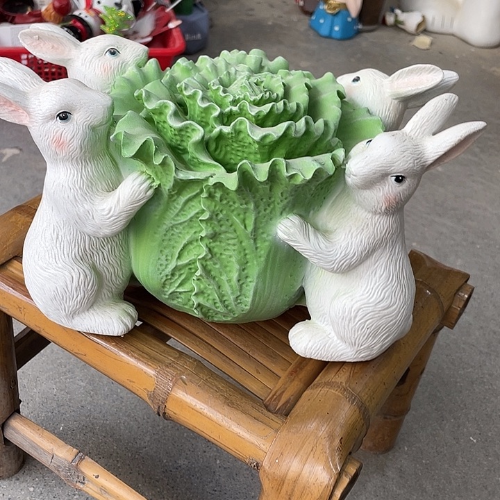 树脂四个兔子白菜