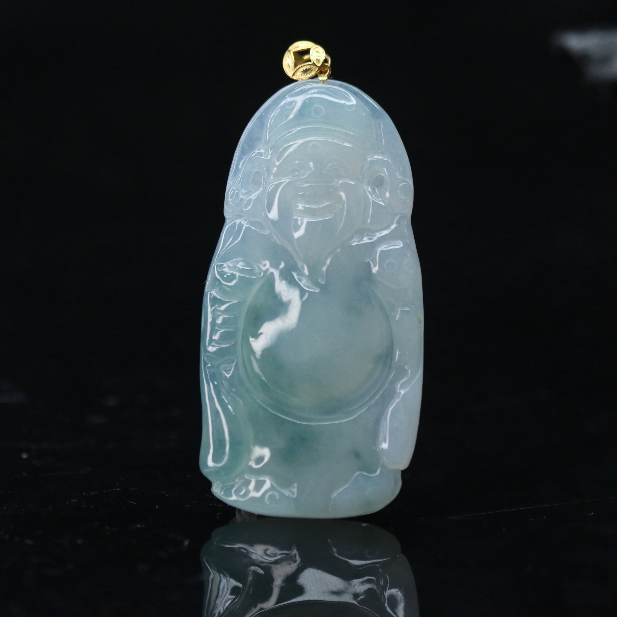 26天然缅甸翡翠A货18k财神吊坠/901772/上海嘉禾拍卖