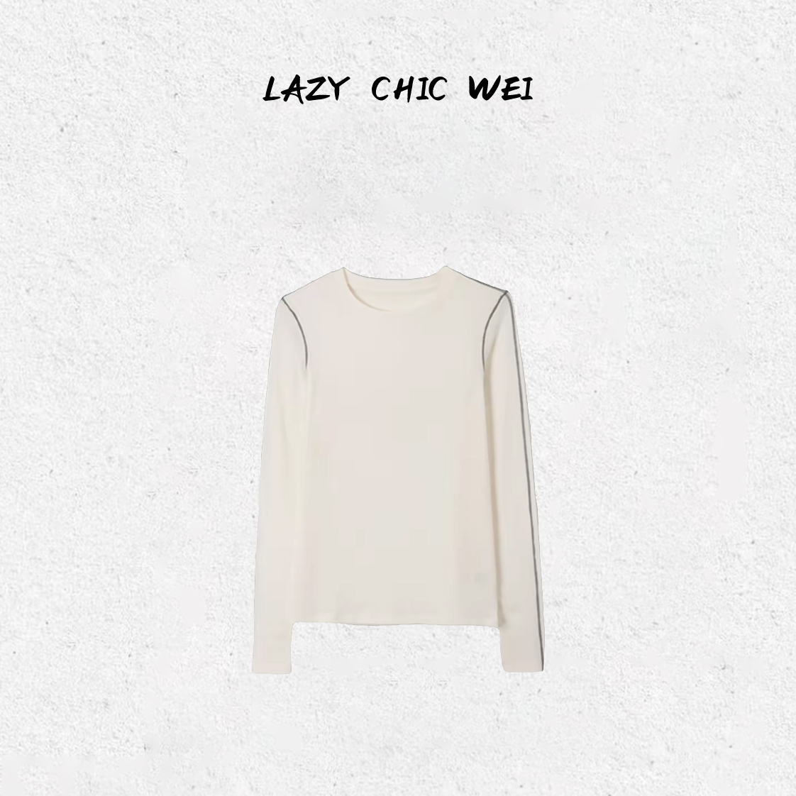 WEI“加绒明线打底”绵羊毛莱赛尔混纺抓绒保暖打底上衣2509SSW5889