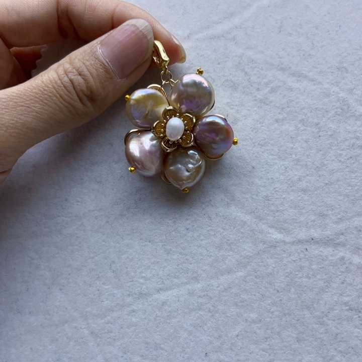 淡水珍珠吊坠银S925镶嵌