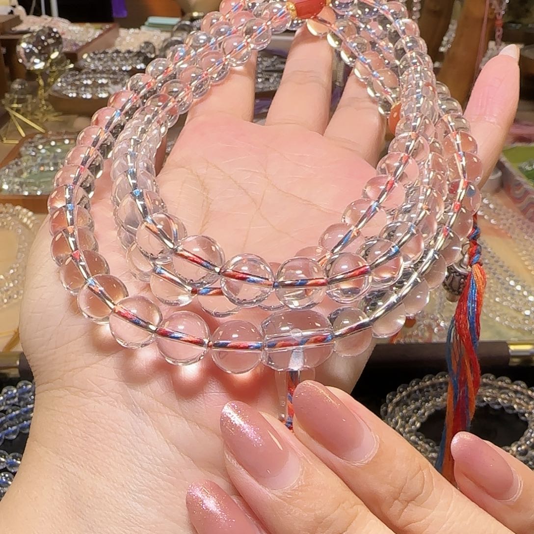 静***言水晶手串未镶嵌天然白水晶全净体108颗