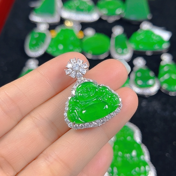 翡翠银S925镶嵌吊坠(不含链)