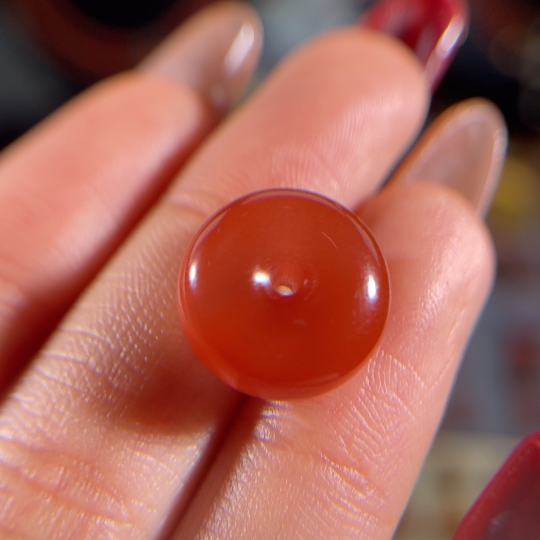 南红玛瑙大黑洞平安扣14*6.8mm未镶嵌不退不换