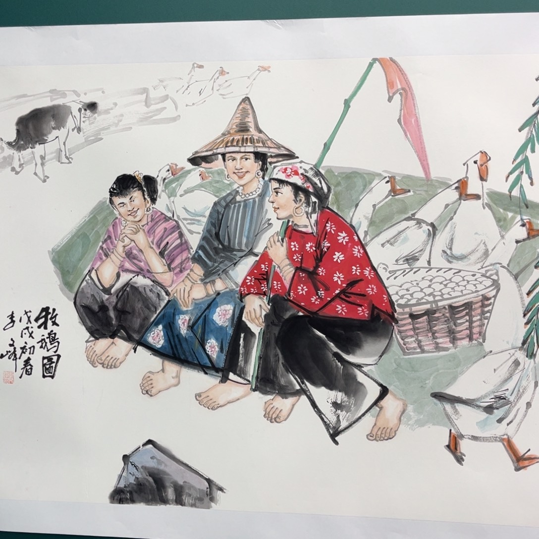 国画艺术家真人手绘