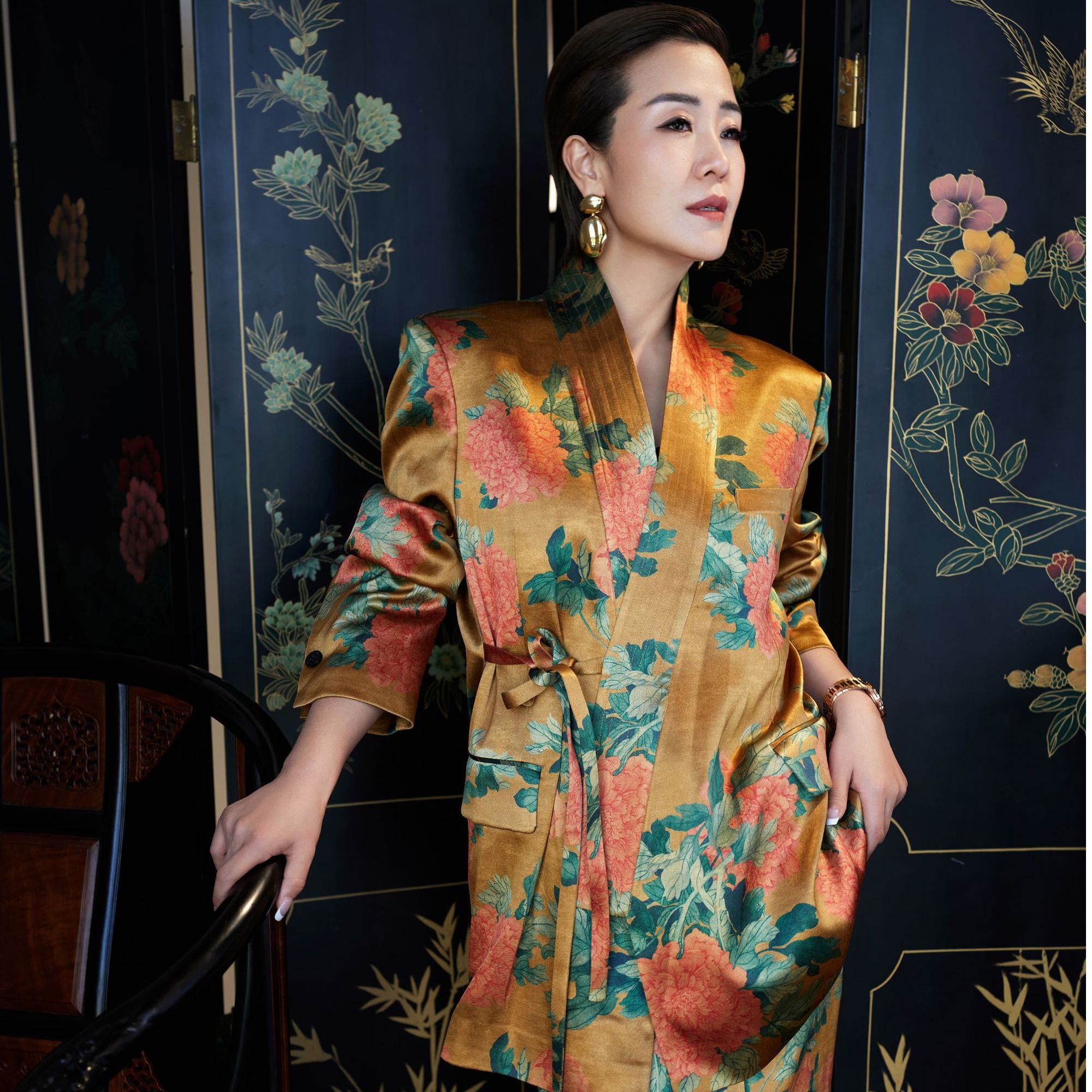 【顾文婷专属达播】蒋云26重缎花萝70姆米香云纱交领外套E26SS04703